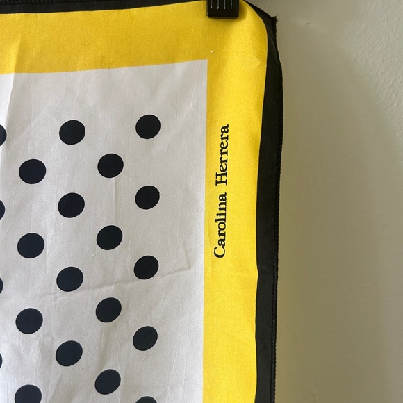 Carolina Herrera Yellow and Black Polka Dot Scarf - Picture 2 of 5